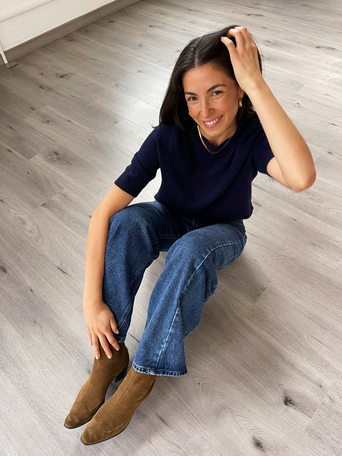 Maglietta con punti blu navy