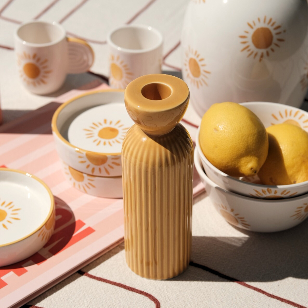 Portacandele in ceramica Lus M - Giallo