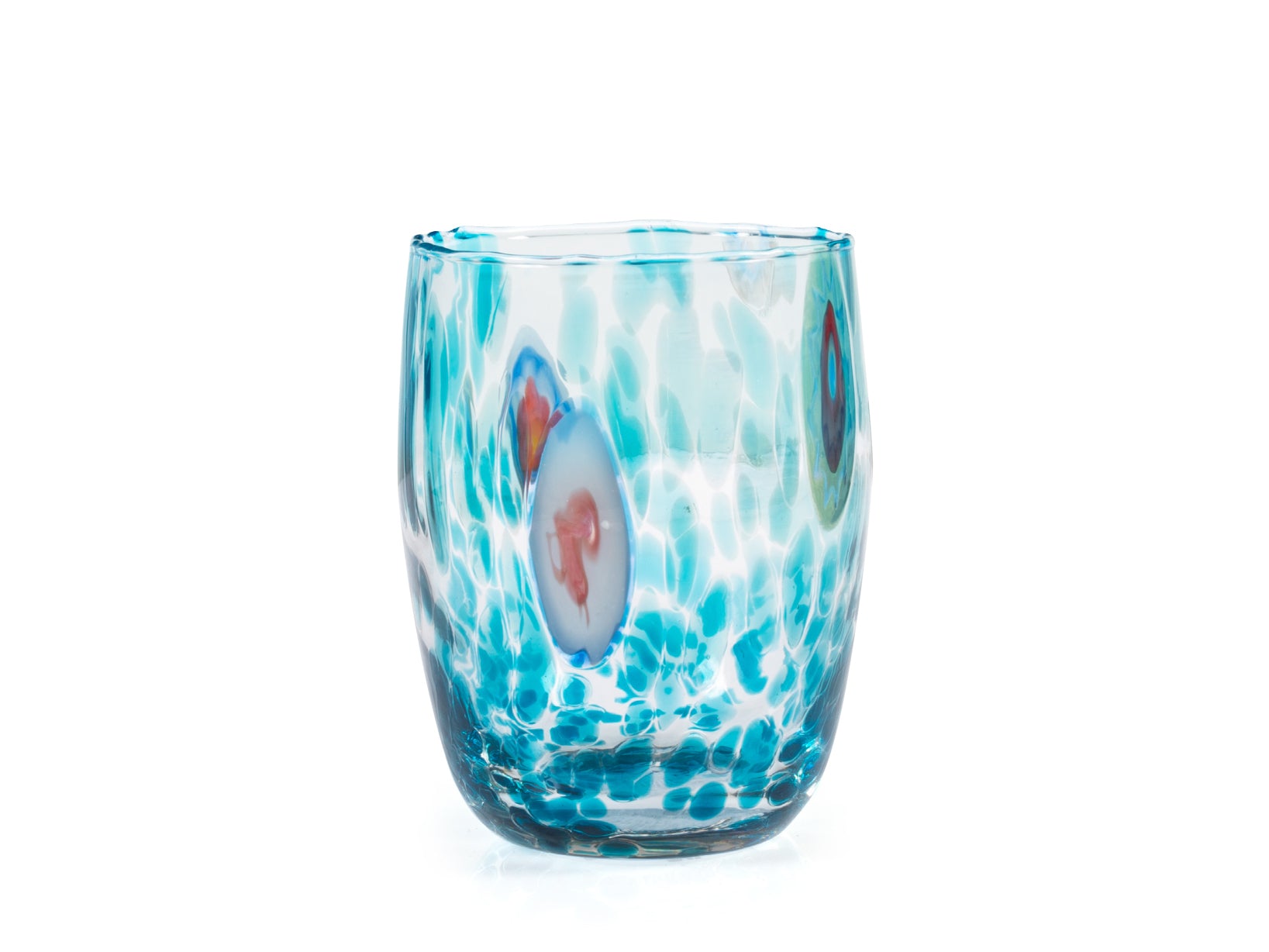 Set 6 Bicchieri Veneziano In Vetro Decorato Multicolore Cl 38