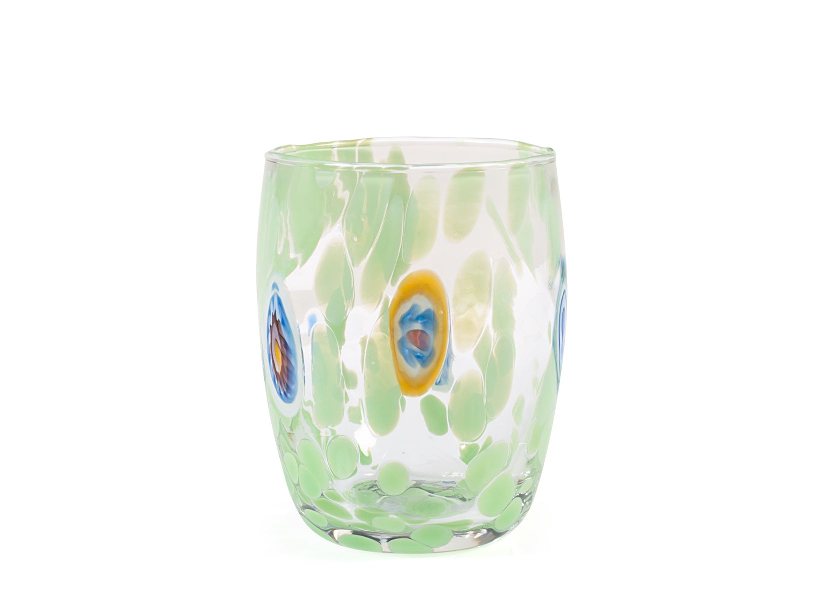 Set 6 Bicchieri Veneziano In Vetro Decorato Multicolore Cl 38