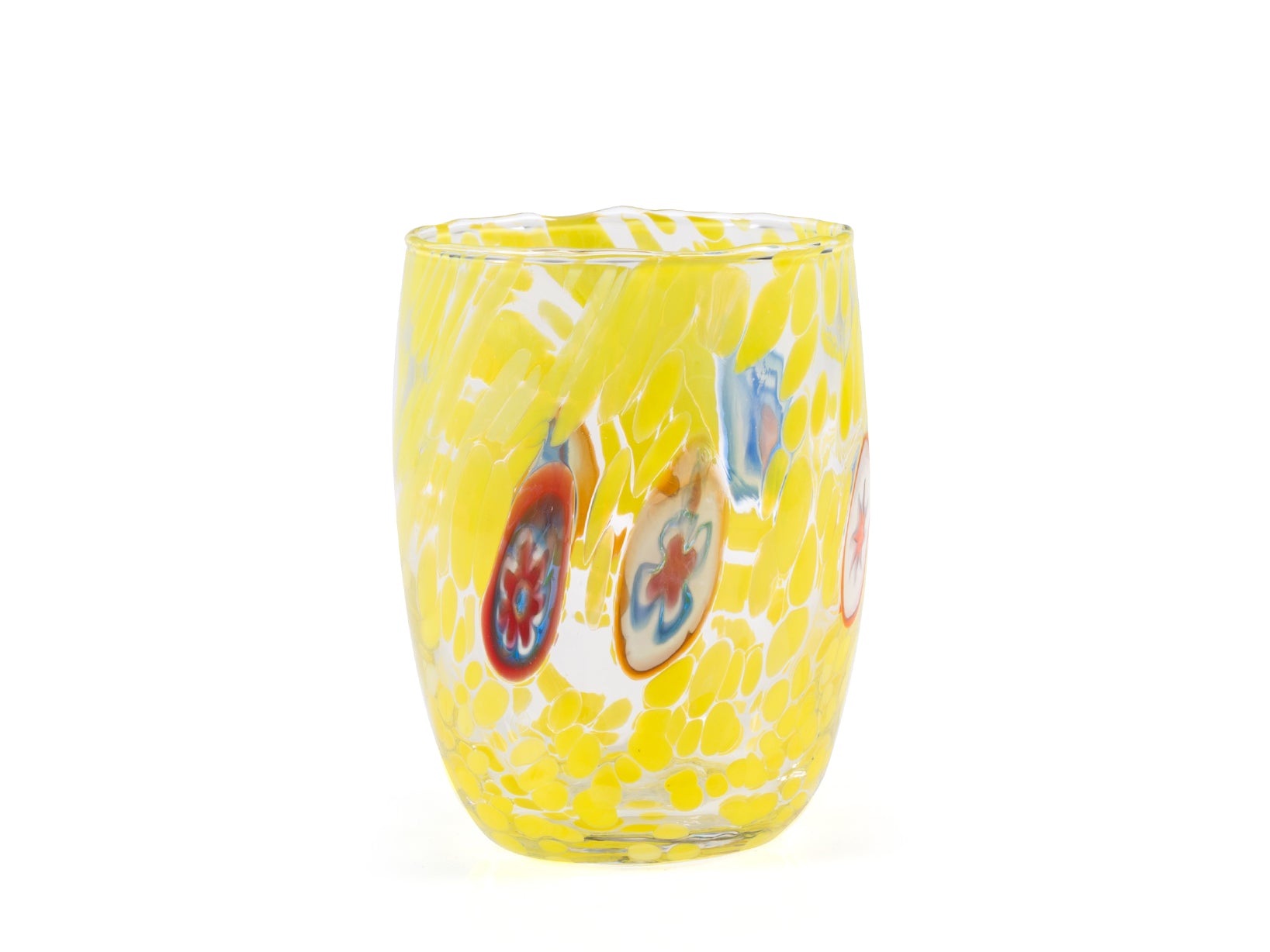 Set 6 Bicchieri Veneziano In Vetro Decorato Multicolore Cl 38