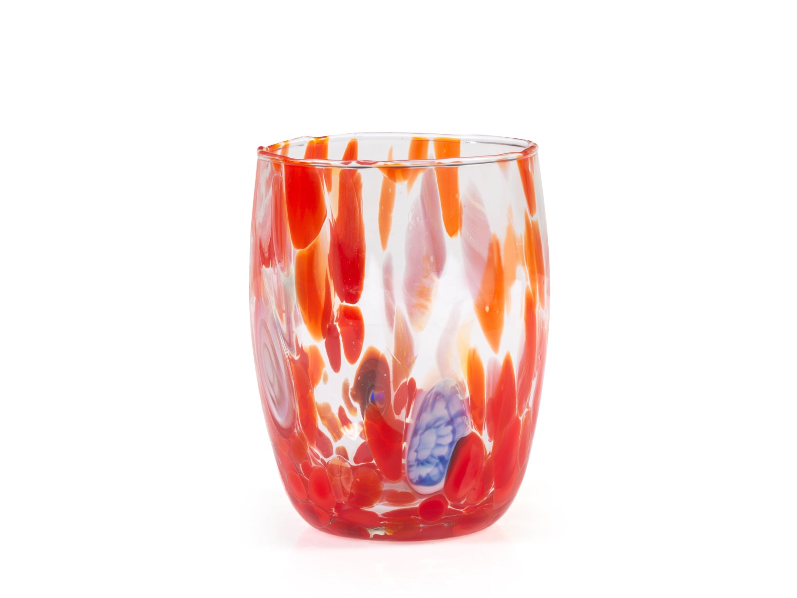 Set 6 Bicchieri Veneziano In Vetro Decorato Multicolore Cl 38
