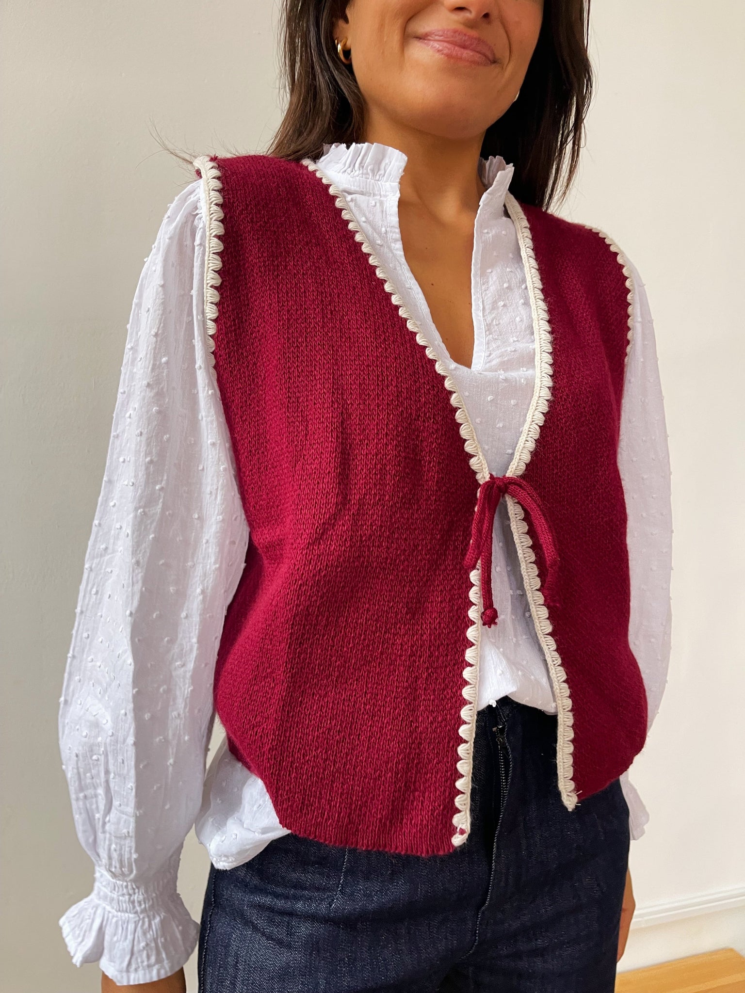 Gilet in maglia bordeaux Peak