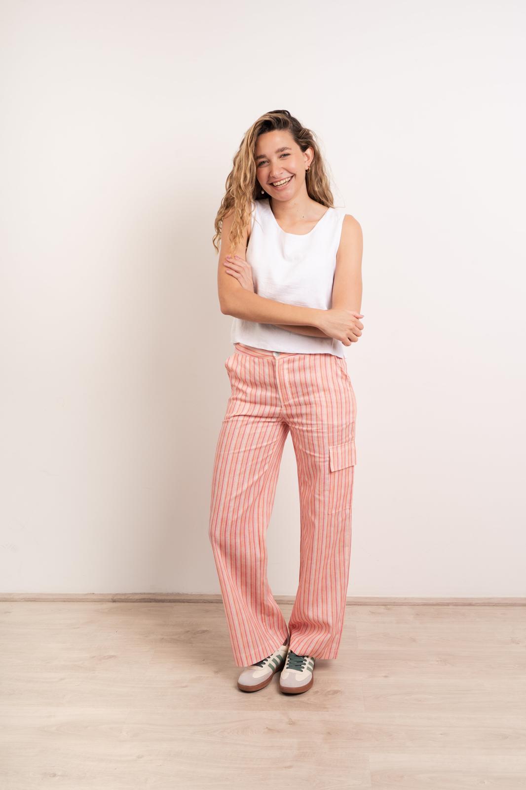 Pantaloni di lino rosa Thais