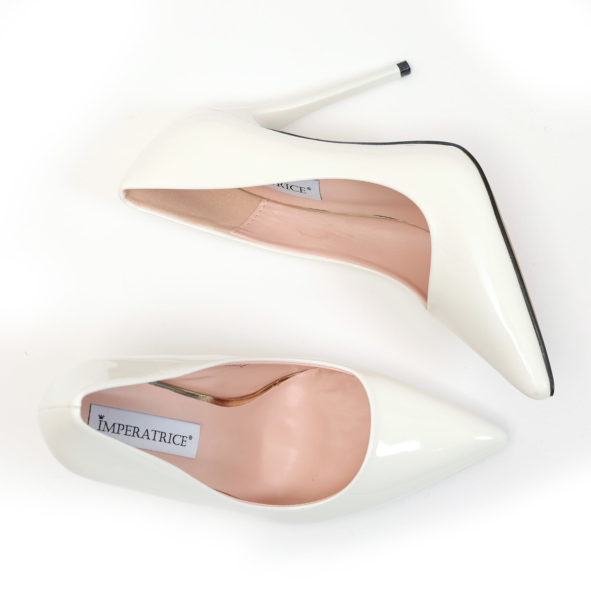 Dècolletè pumps in simil pelle verniciata con tacco a spillo Bianco