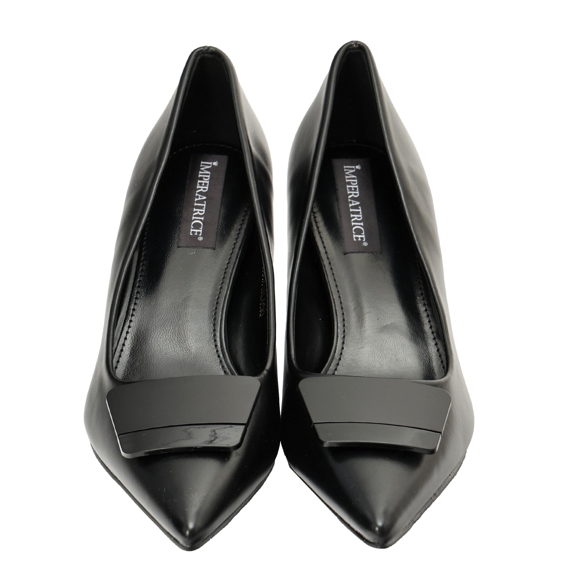 Decolletè in simil pelle con applicazione Nero