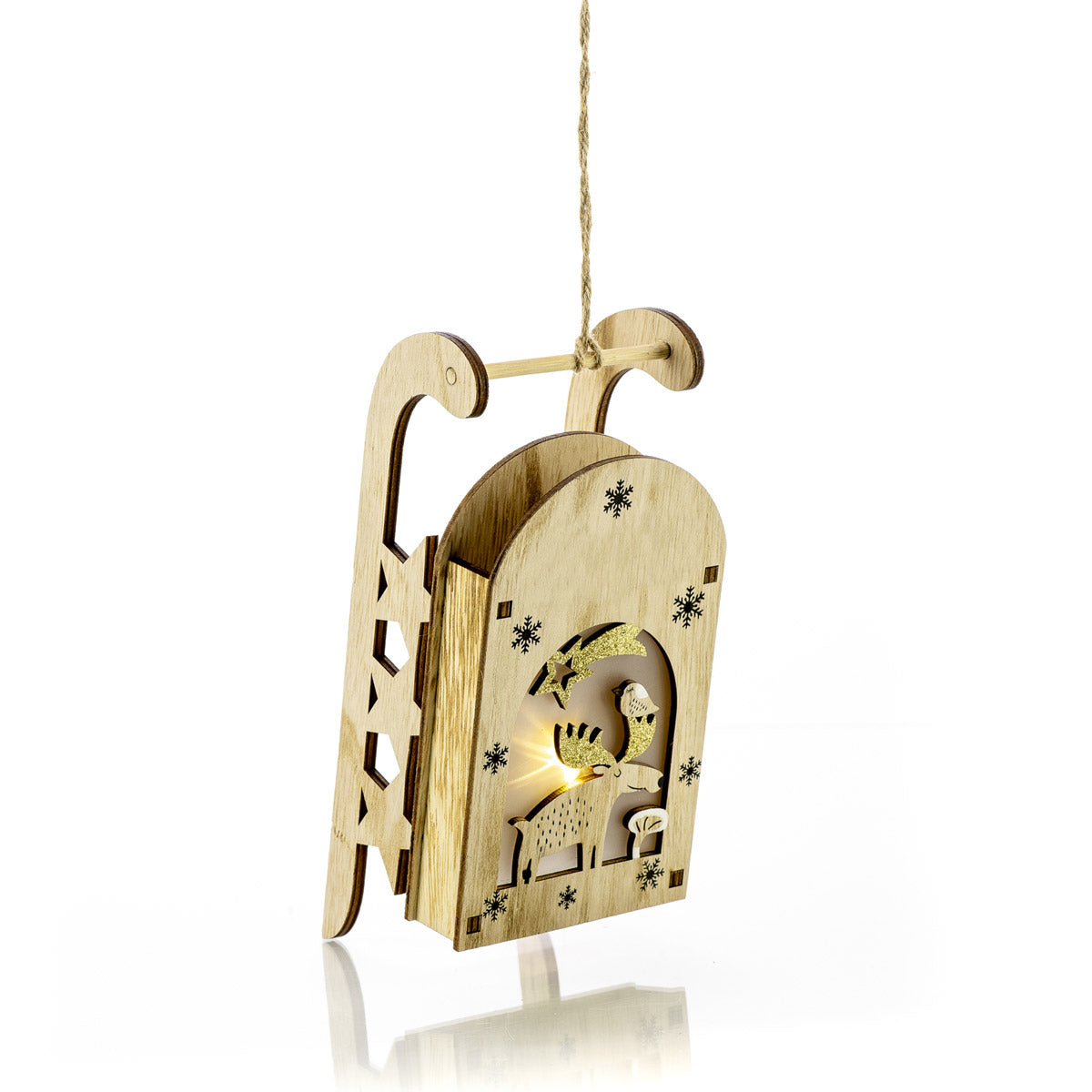 Decorazione in legno con incisione e LED - Alce