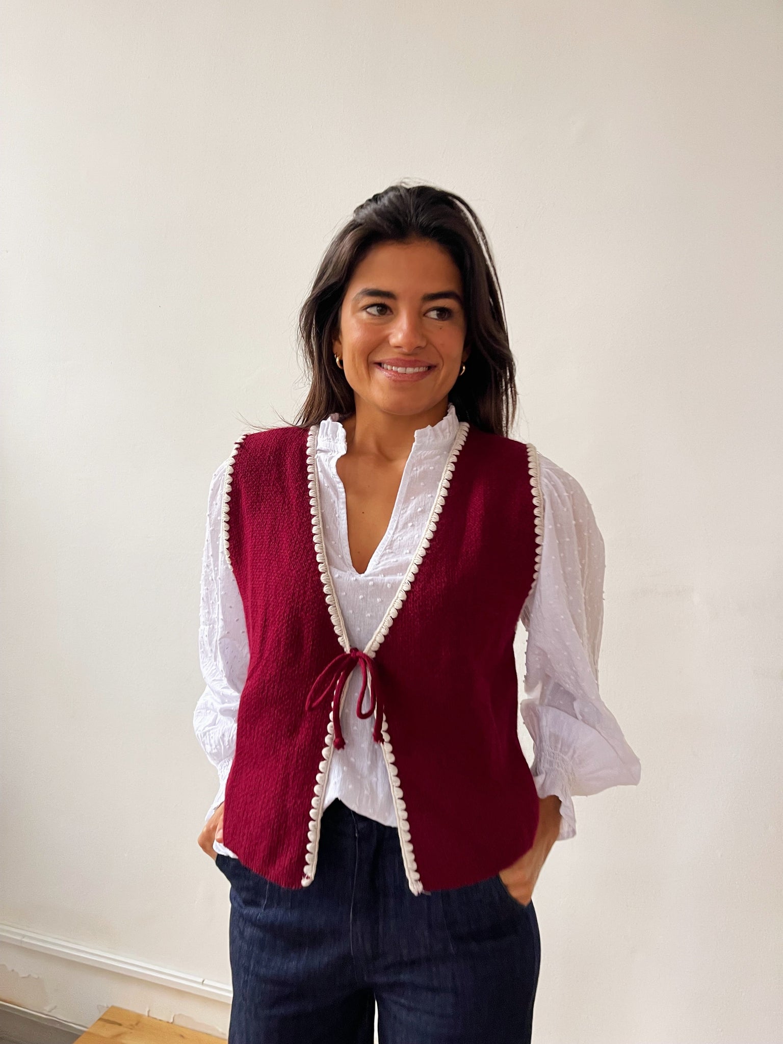 Gilet in maglia bordeaux Peak
