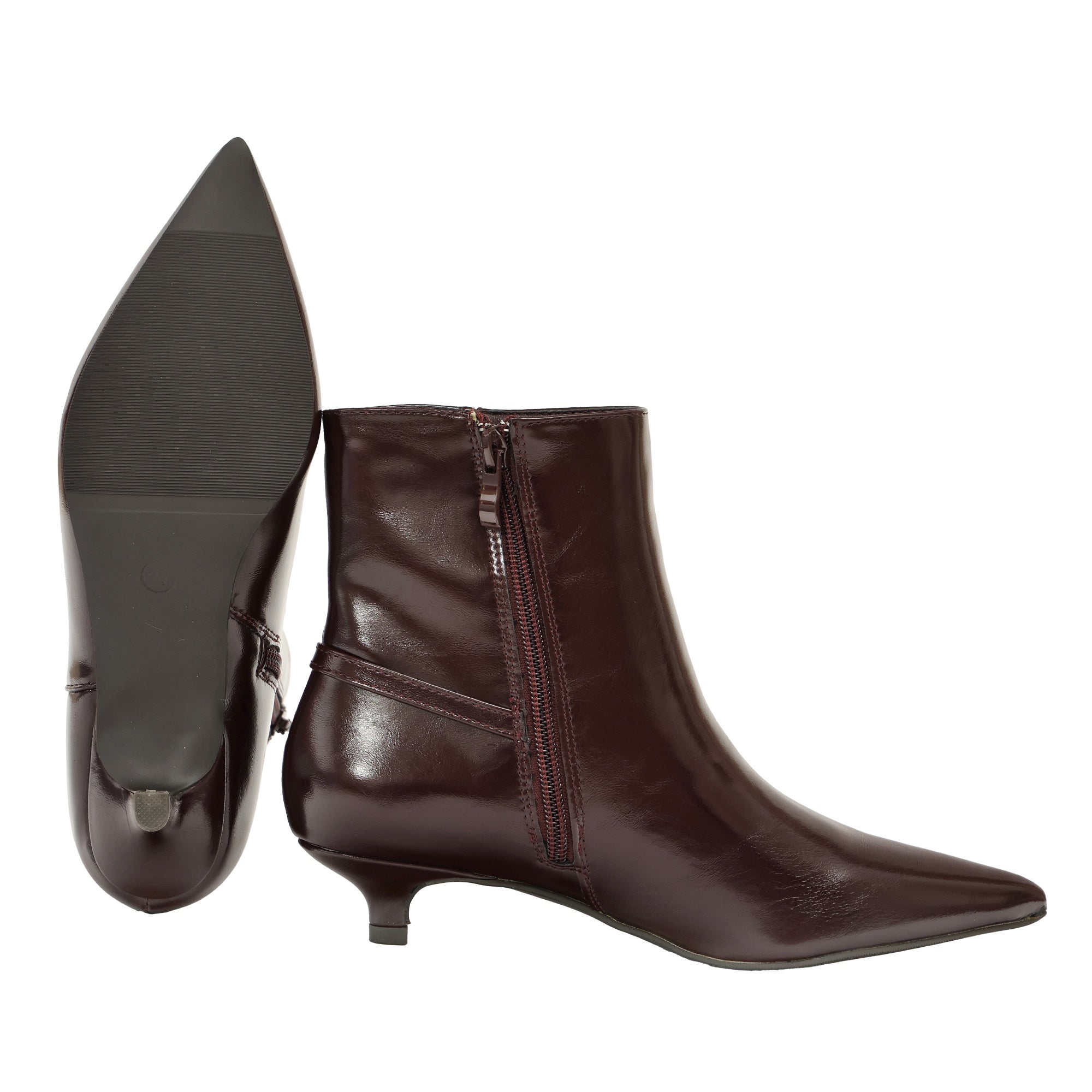 Tronchetto in simil pelle con tacco basso Bordeaux