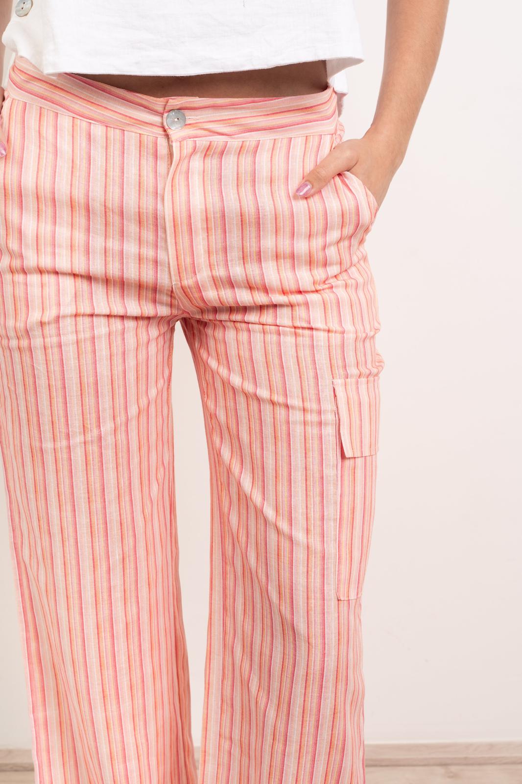 Pantaloni di lino rosa Thais