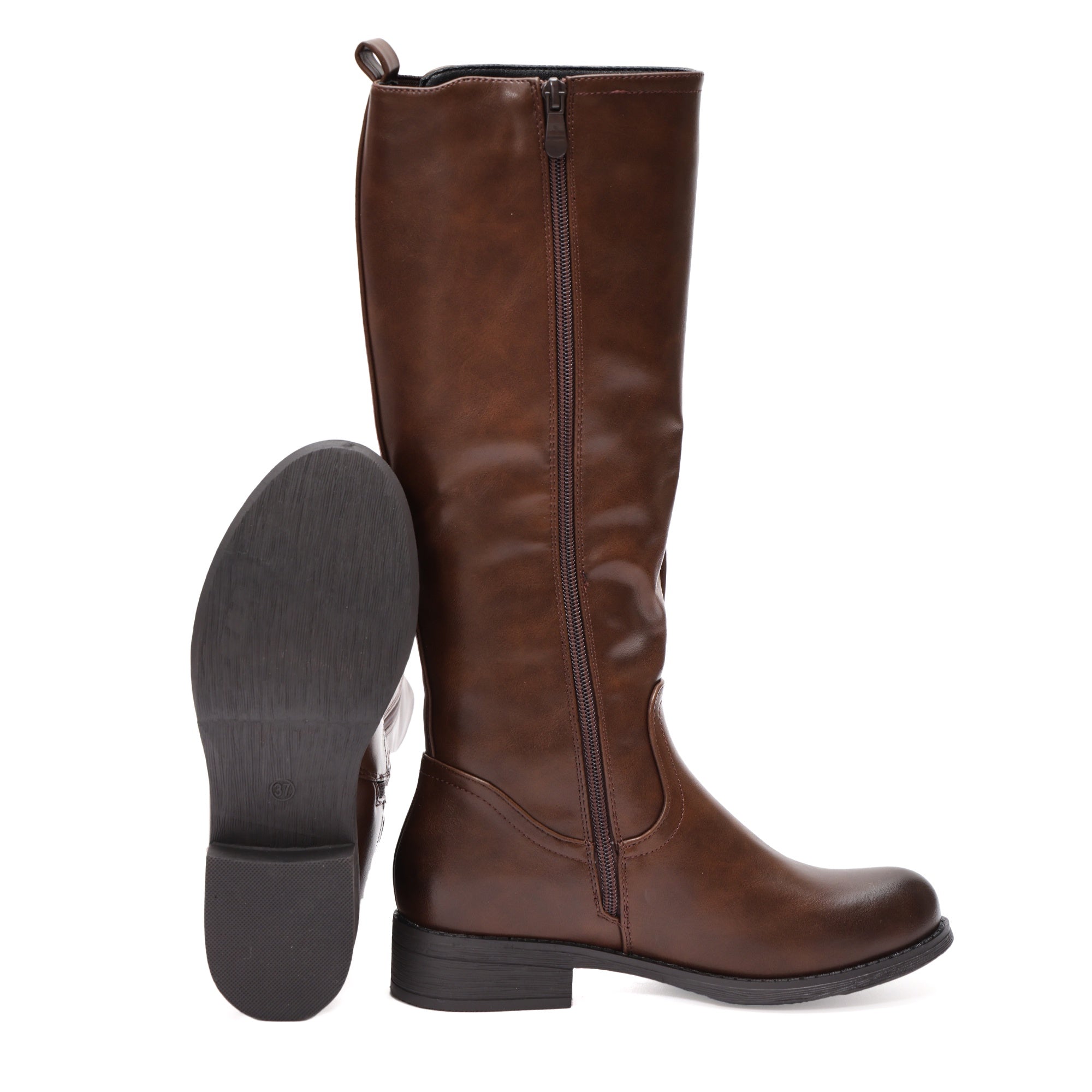 Stivale in simil pelle con elastico laterale Marrone