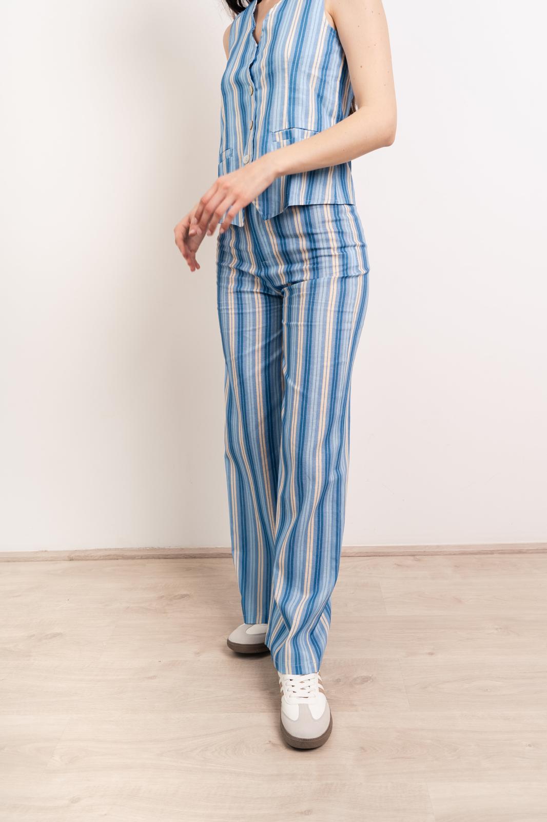 Pantaloni di lino blu Ana