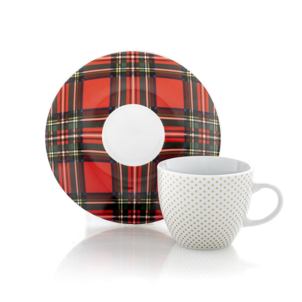 Kilty - Set 6 tazze caffè in porcellana con piattino