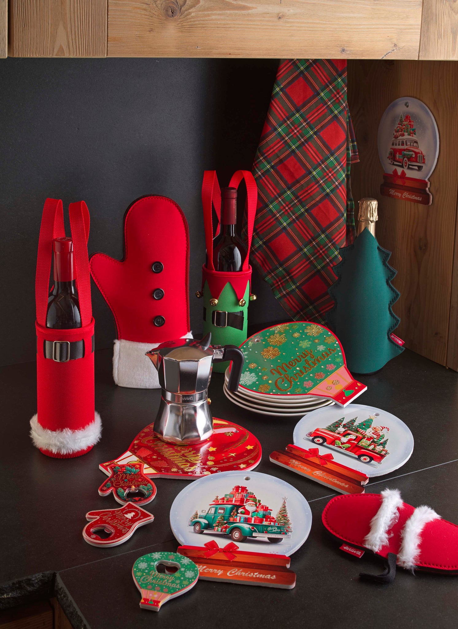 Evergreen - Guanto forno in neoprene Babbo Natale