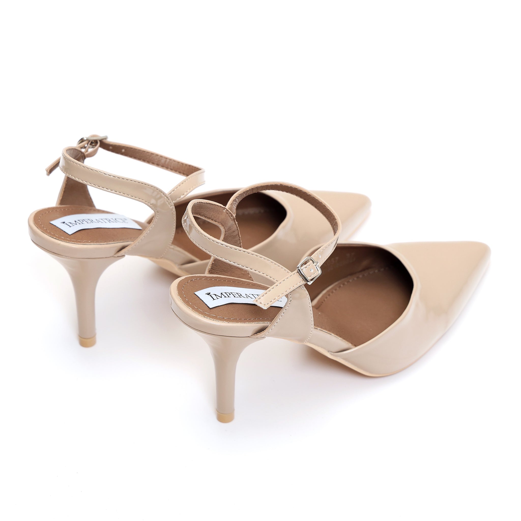 Sandali in simil pelle verniciata con tacco Beige