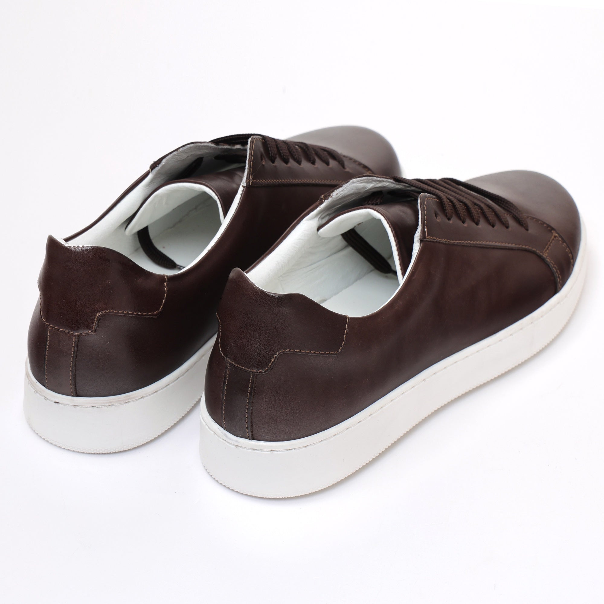 Sneakers stringate in pelle di vitello Testa di moro