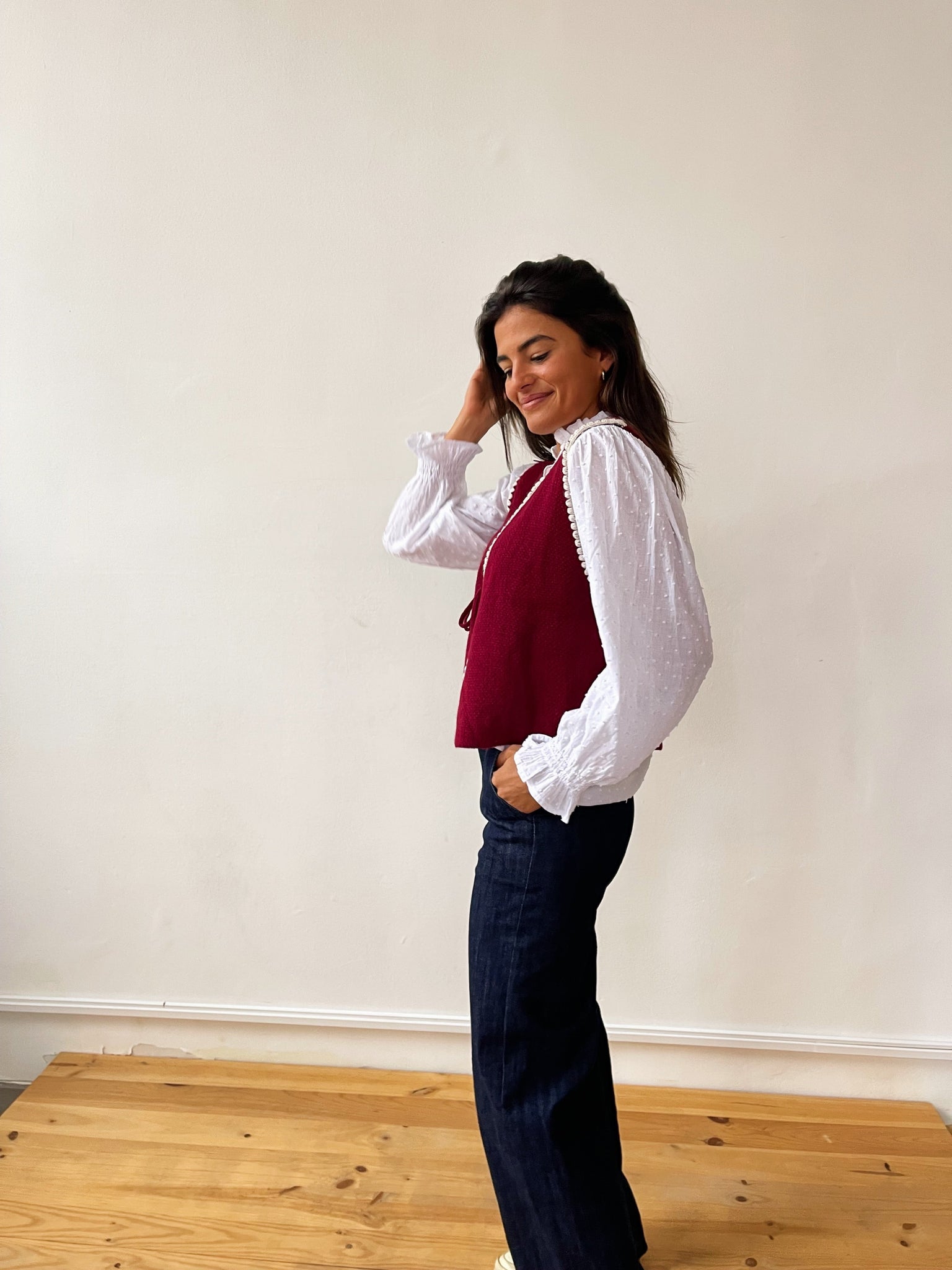 Gilet in maglia bordeaux Peak