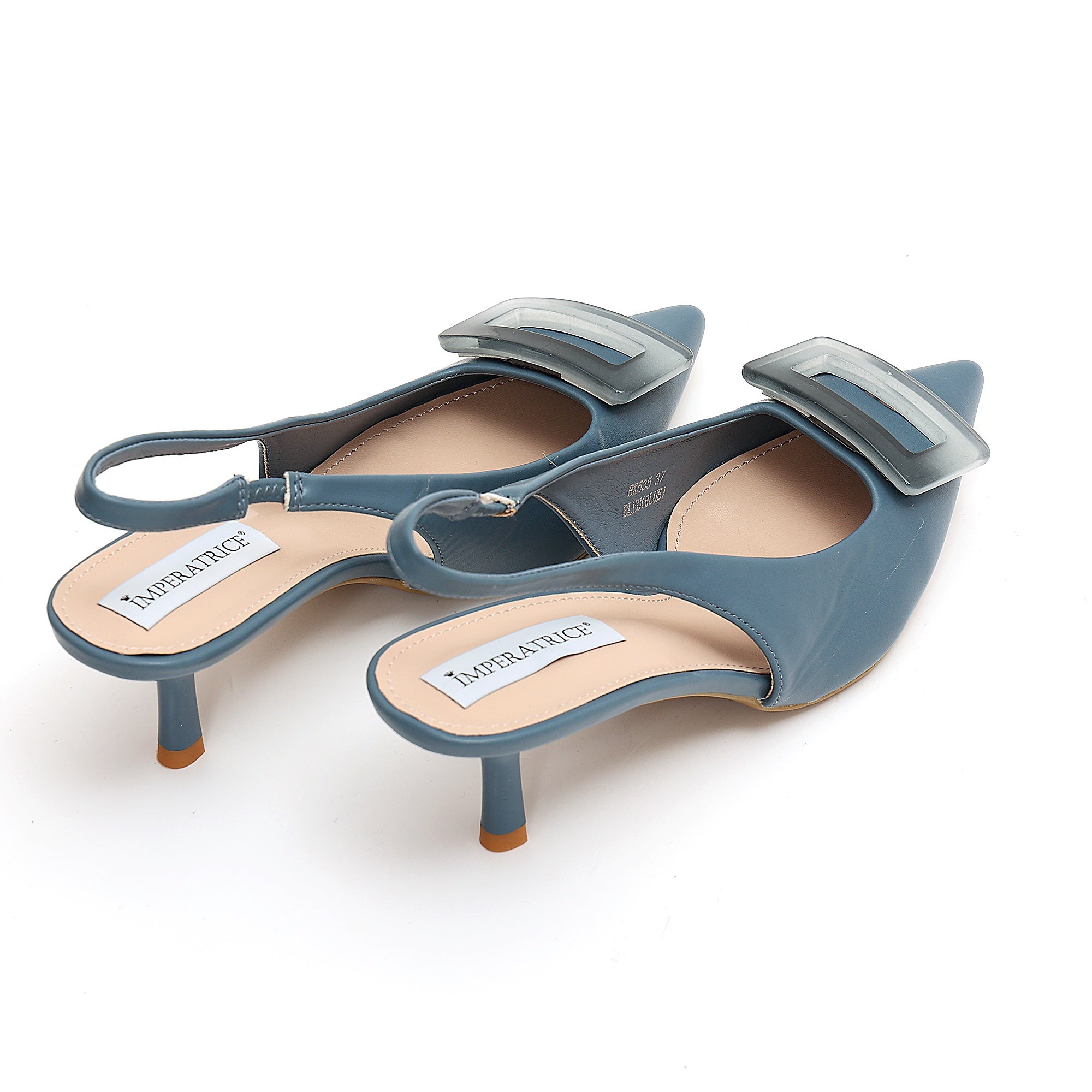 Dècolletè slingback in simil pelle con applicazione sulla punta Blu