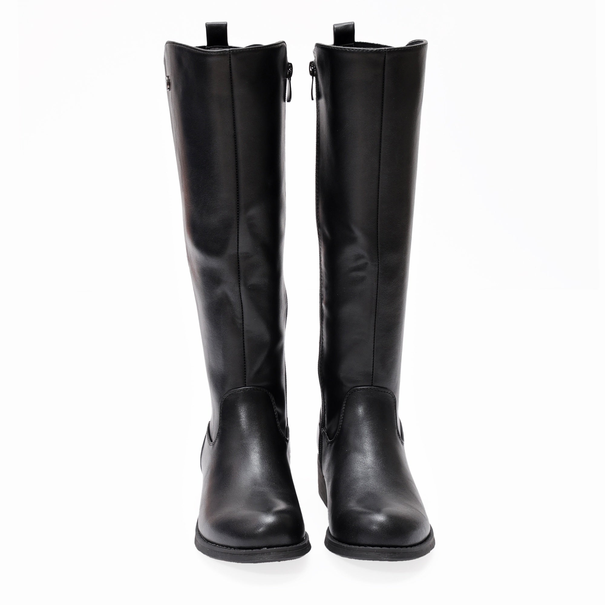 Stivale in simil pelle con elastico laterale Nero