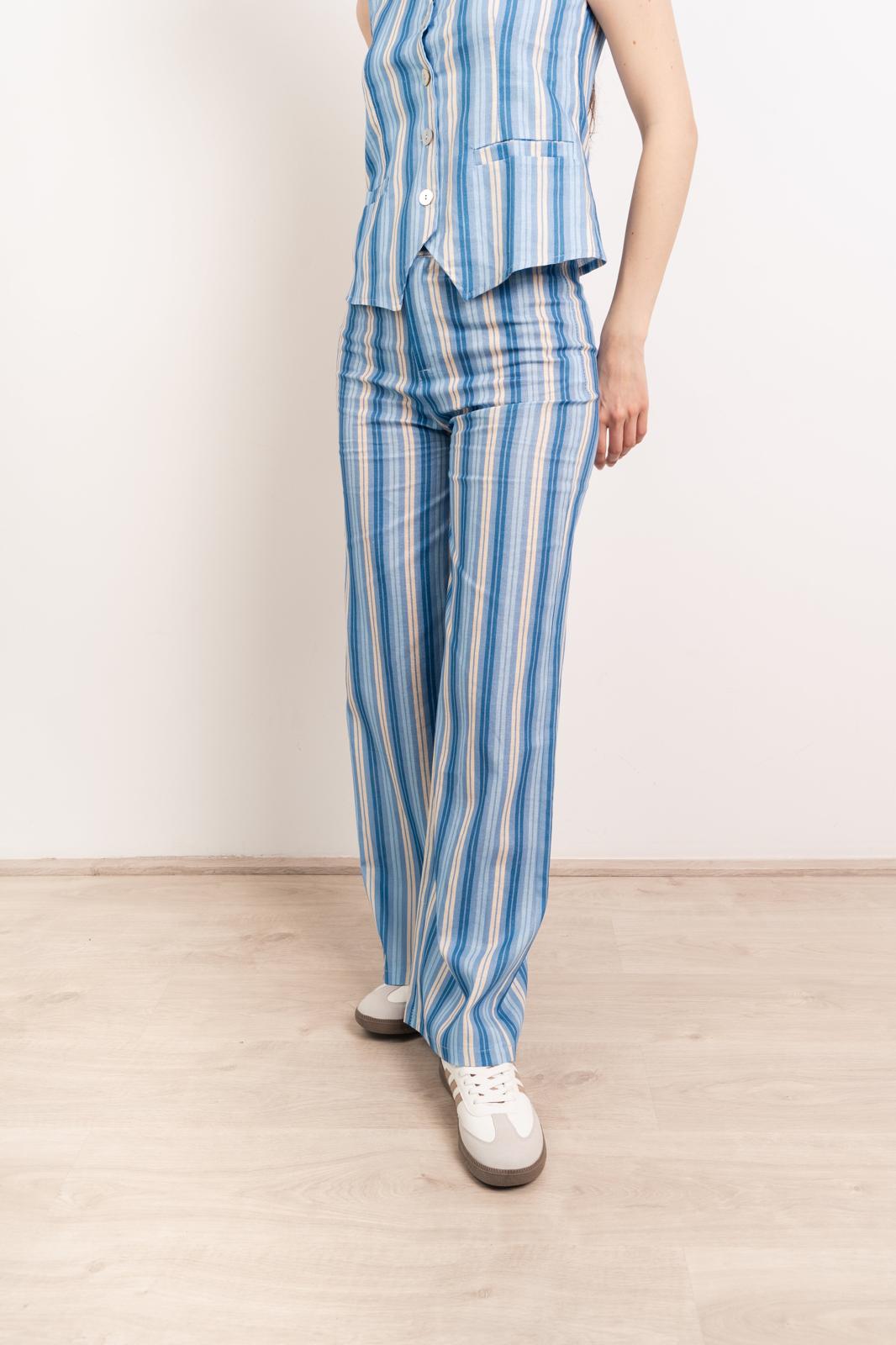 Pantaloni di lino blu Ana