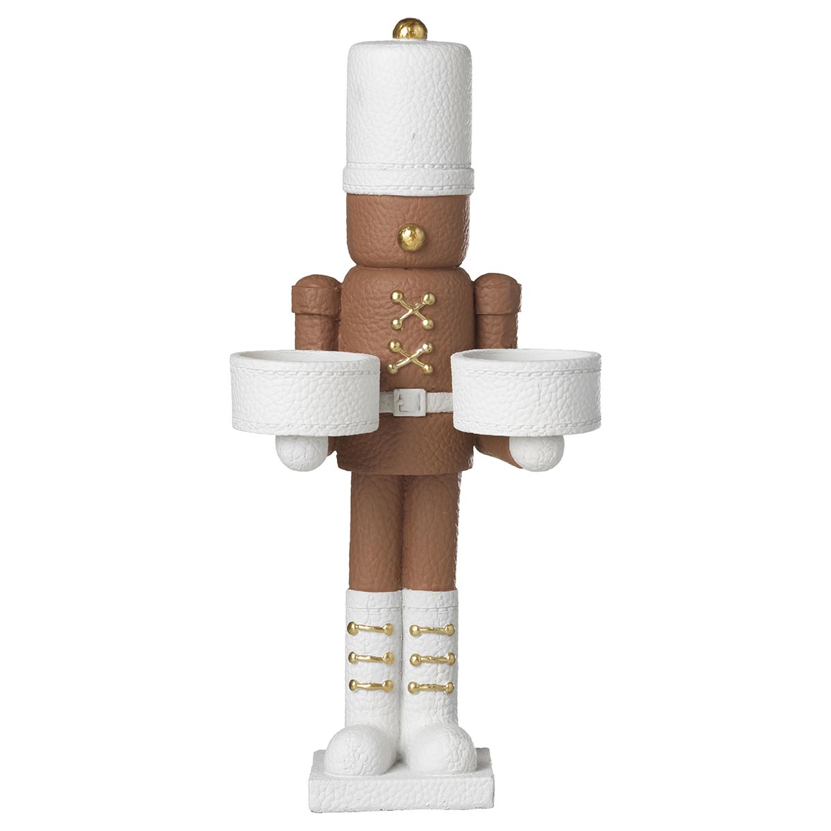 Noel En Cuir - Nutcracker in poliresina porta tealight con finitura effetto pelle