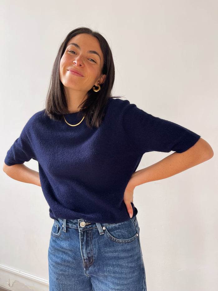 Maglietta con punti blu navy