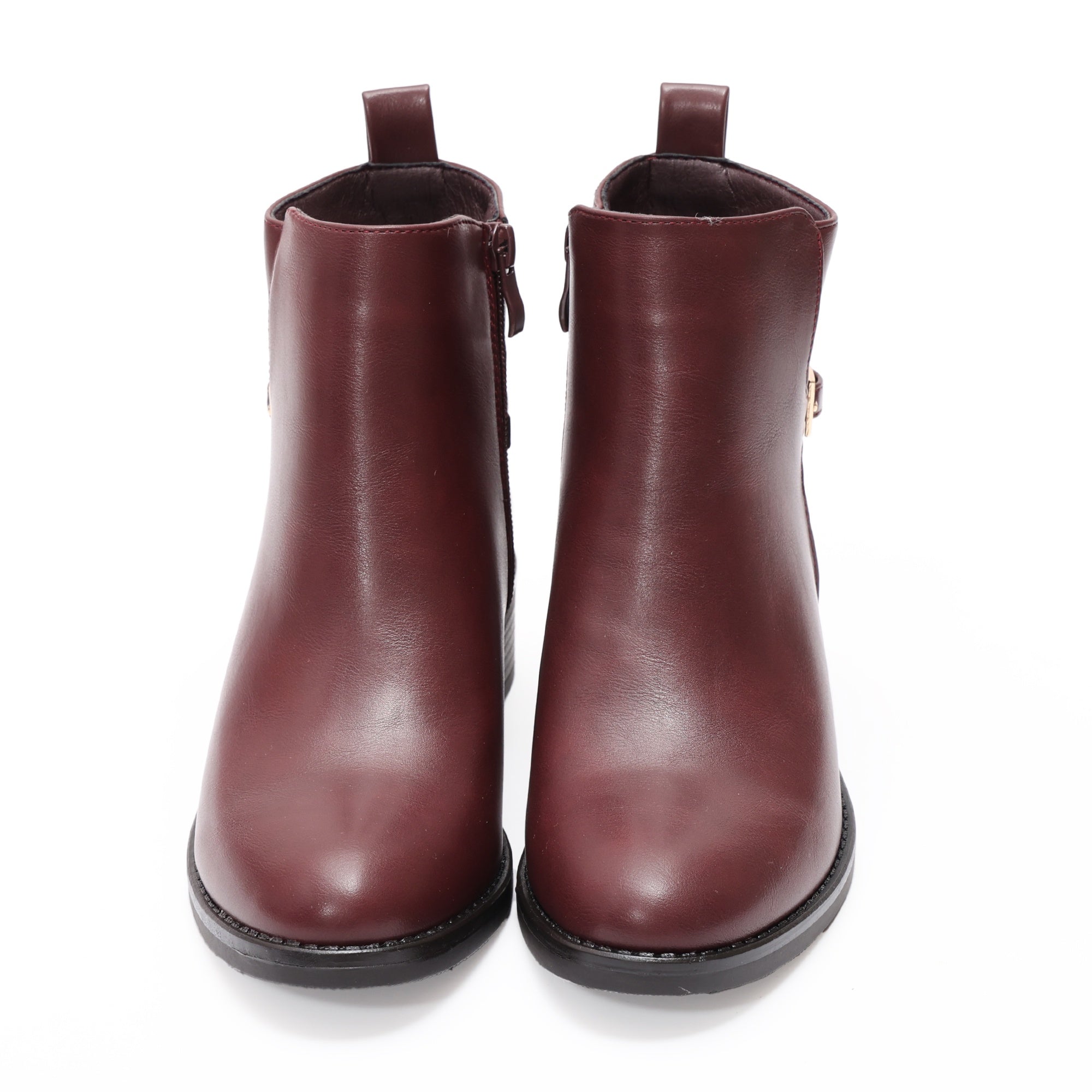 Stivaletti in simil pelle con fibbia dorata Bordeaux