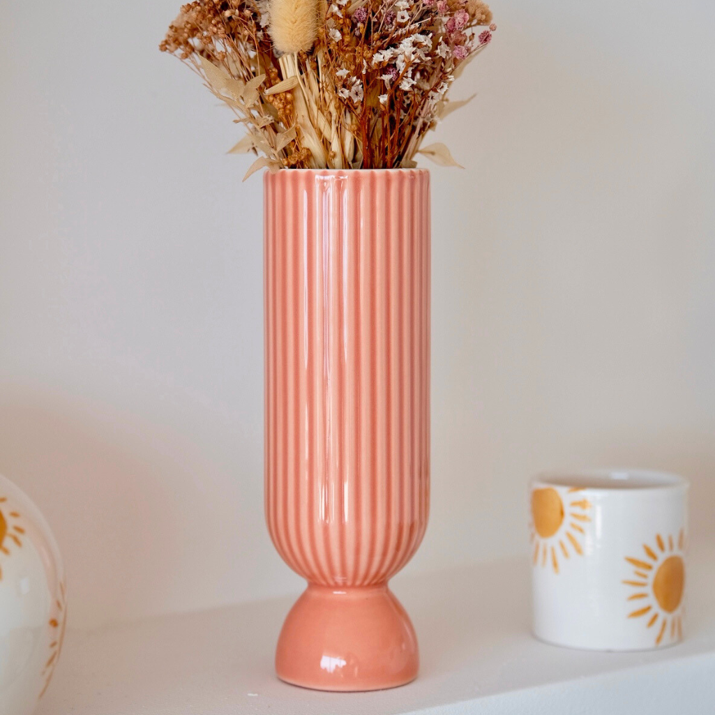 Portacandele in ceramica Lus duo, misura piccola e media - Pesca