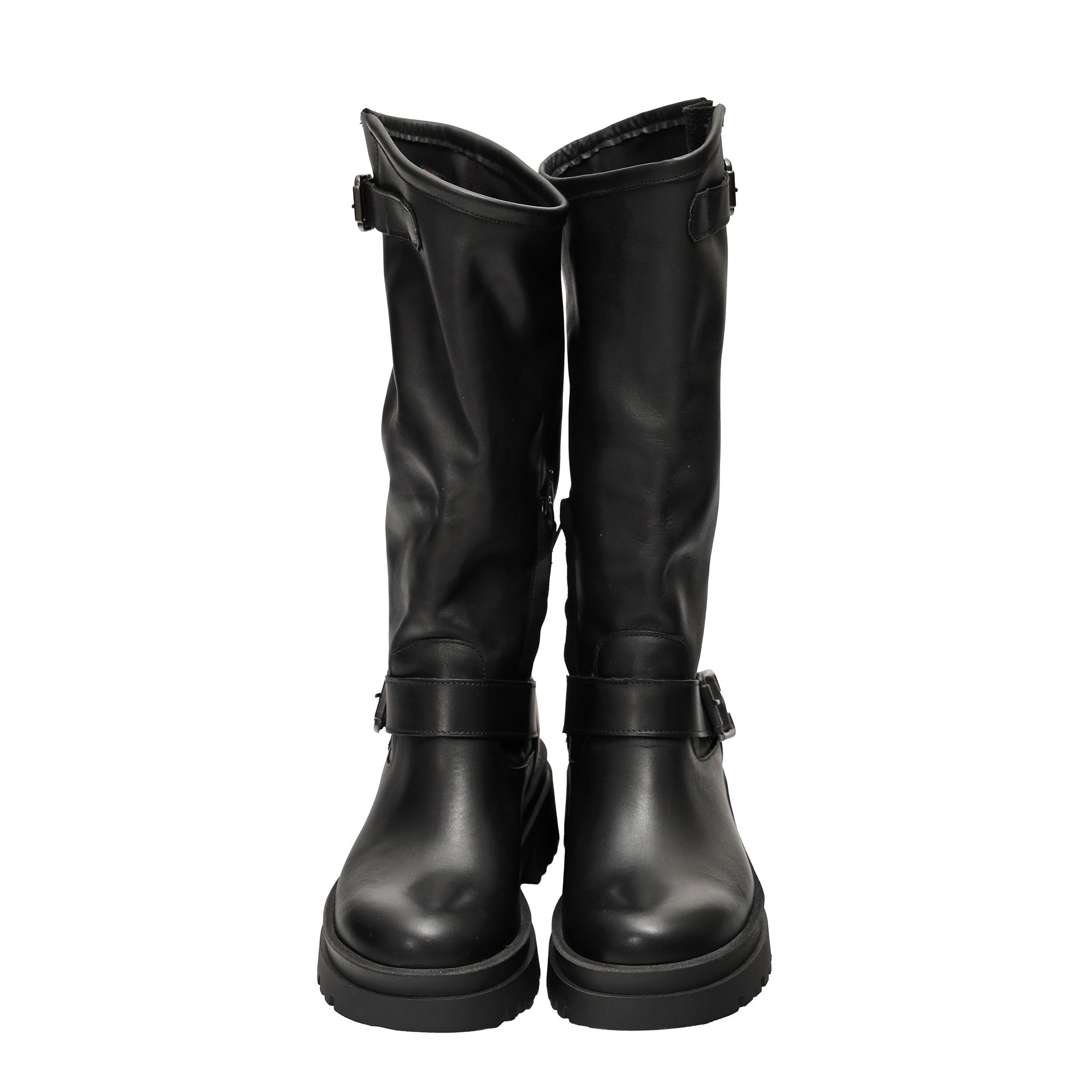 Stivali in vera pelle con cinturini  Nero