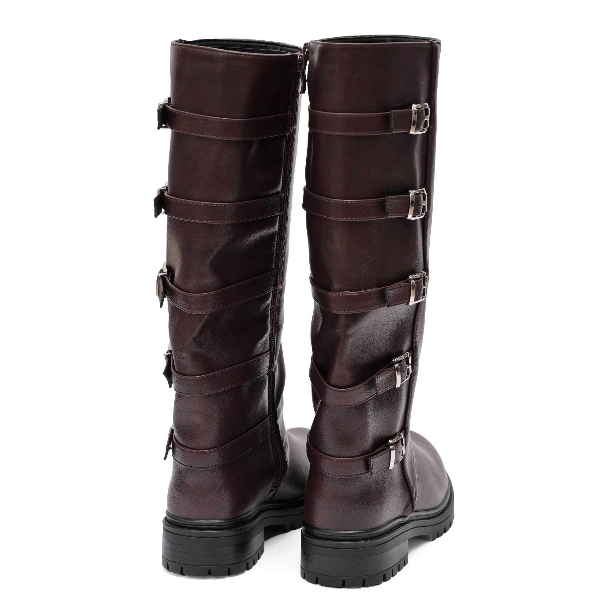 Stivale in simil pelle con cinturini Bordeaux