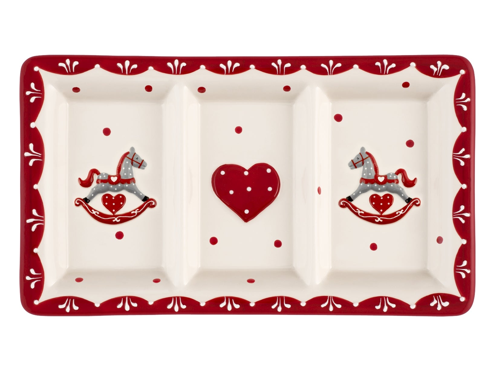 Antipastiera 3 posti Cavallino rettangolare in ceramica cm 29x17
