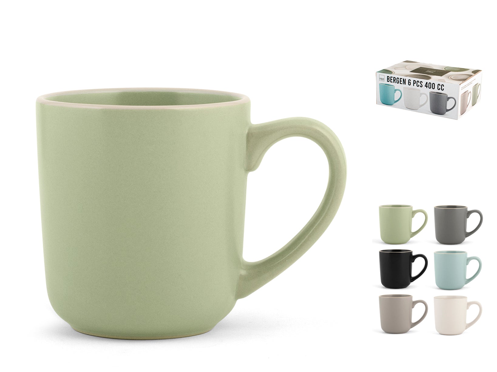 Set 6 Mug Bergen Colori Assortiti 400 cc