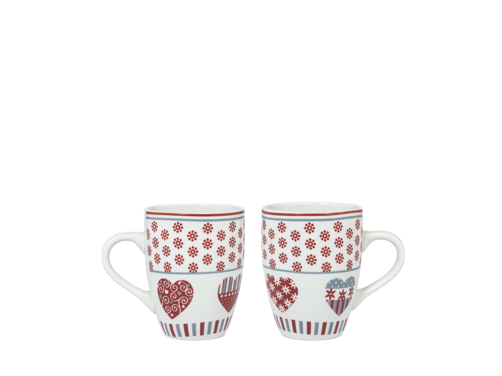 12 Mug Xmas Heart in porcellana decorata forma bombata