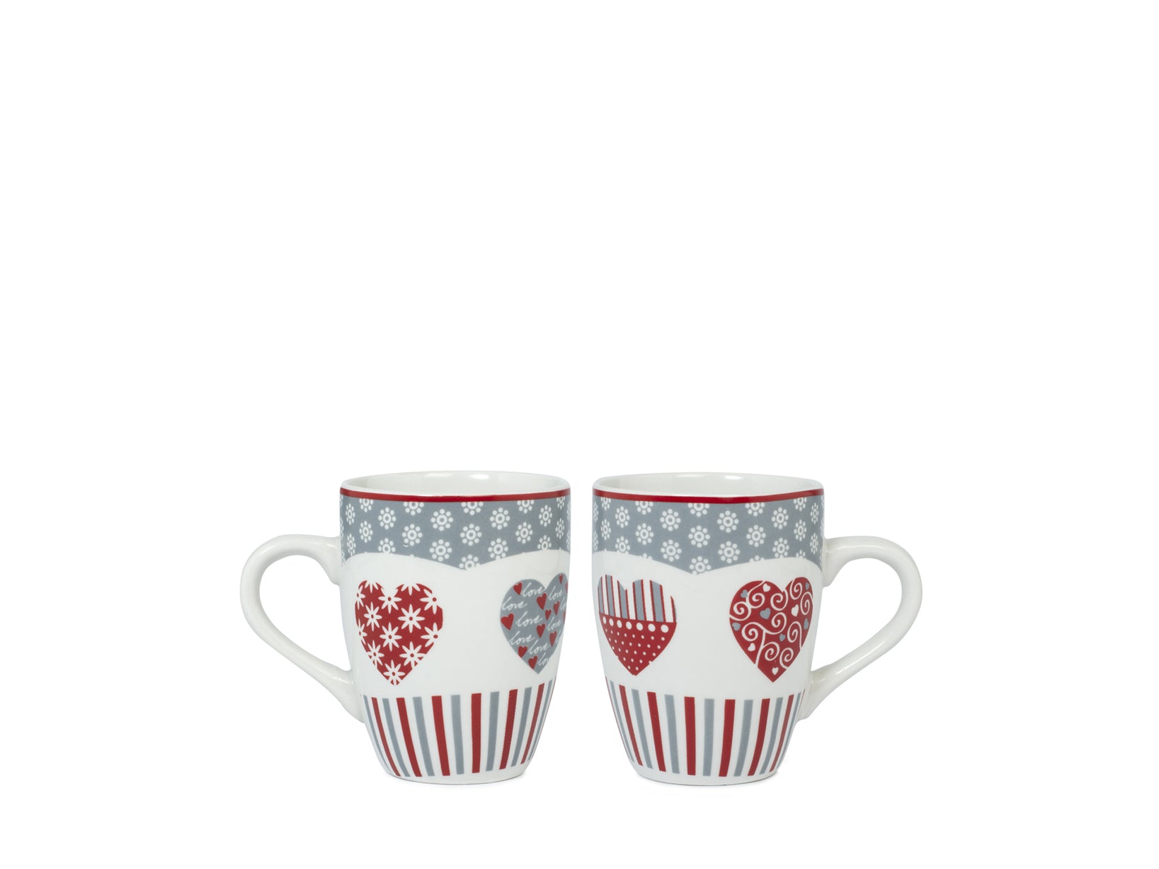 12 Mug Xmas Heart in porcellana decorata forma bombata
