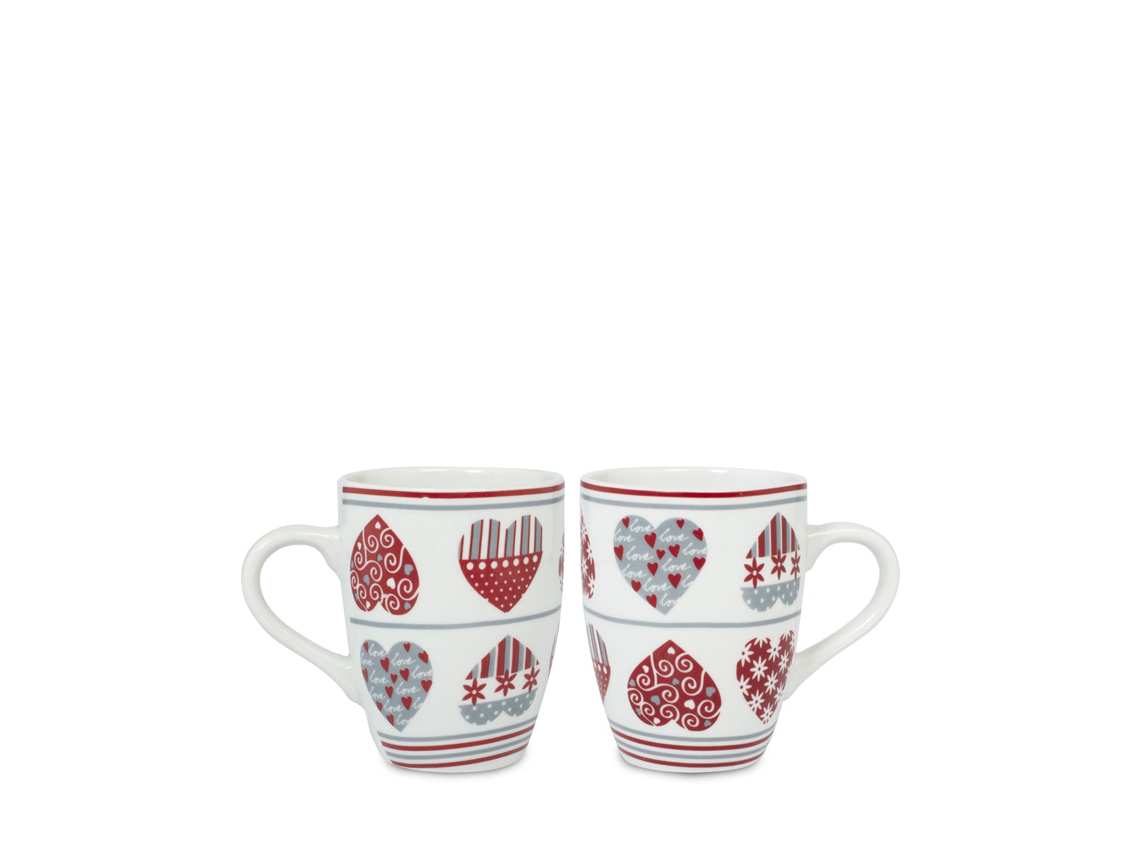 12 Mug Xmas Heart in porcellana decorata forma bombata