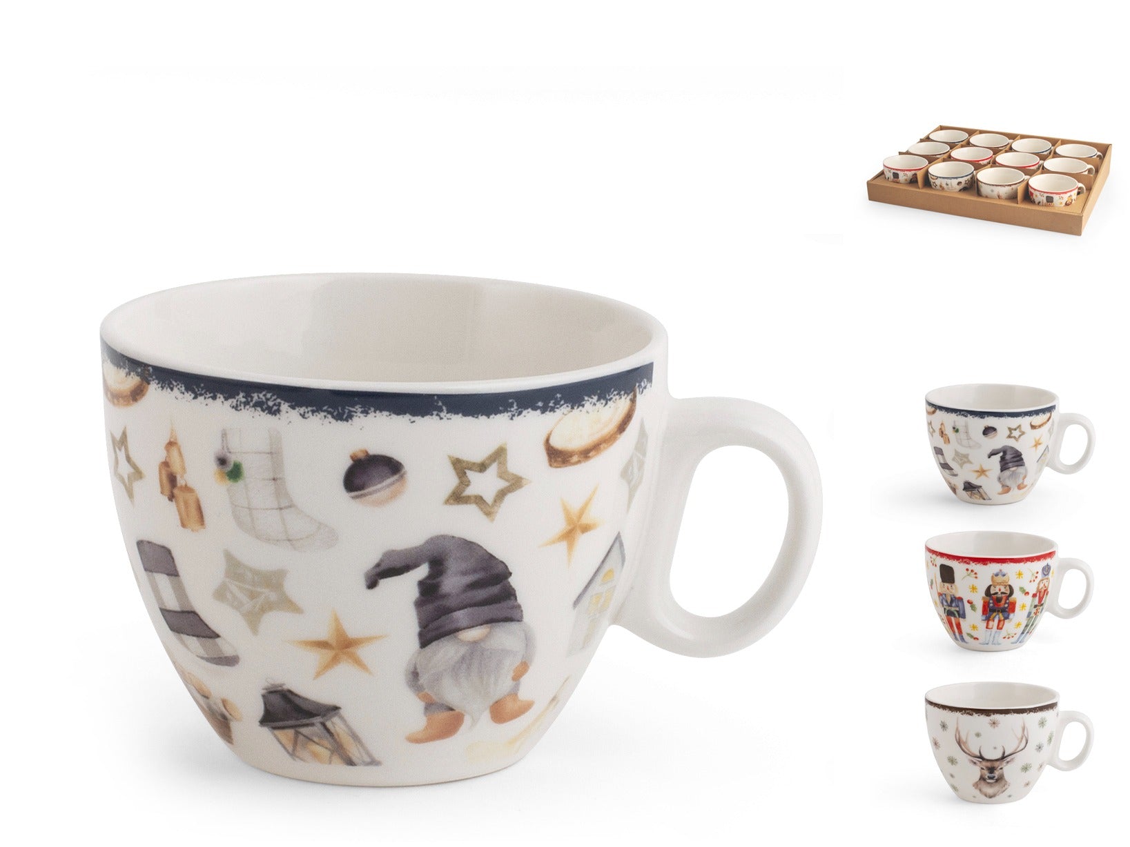 12 tazze the Noel in new bone china decorata
