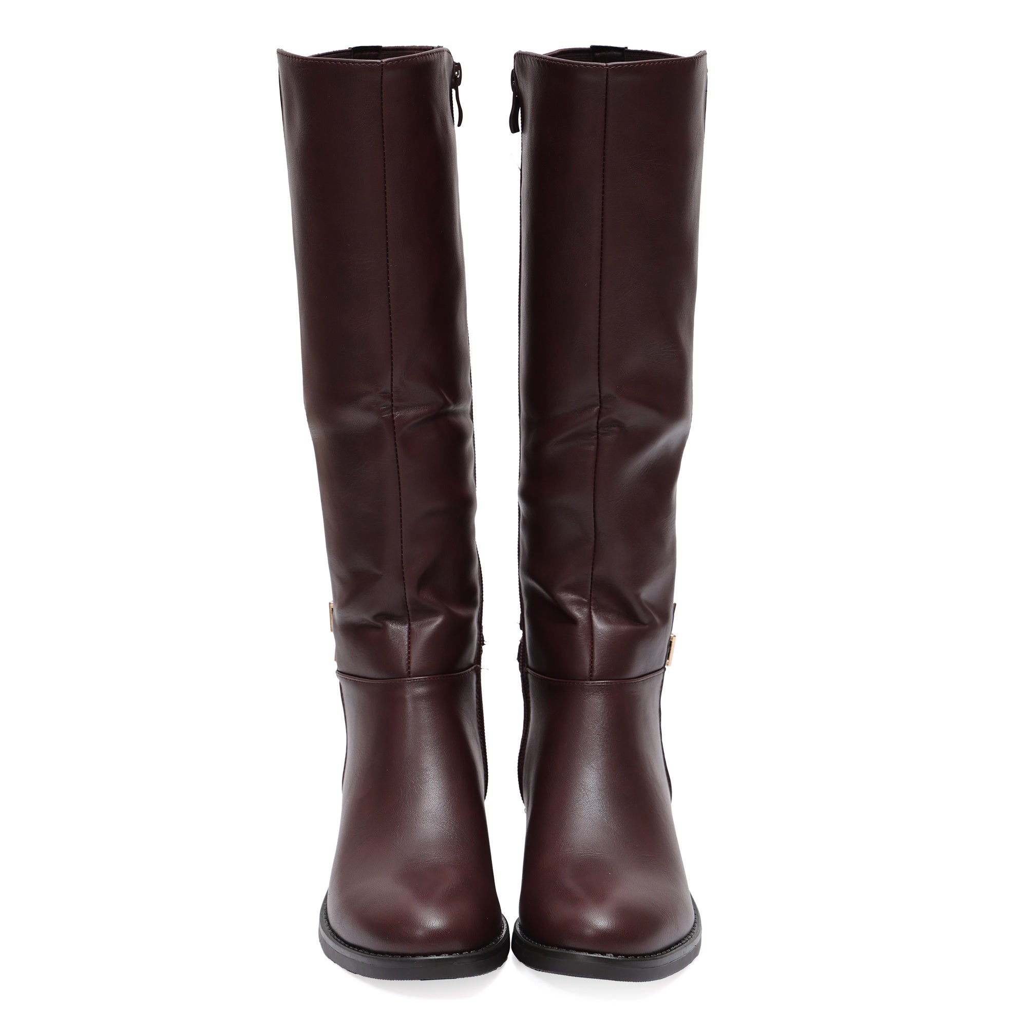 Stivale in simil pelle con fascia elastica e cinturino dorato Bordeaux