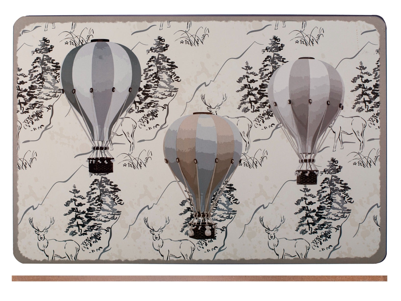 2 tovagliette in sughero decoro mongolfiere cm 43x28.