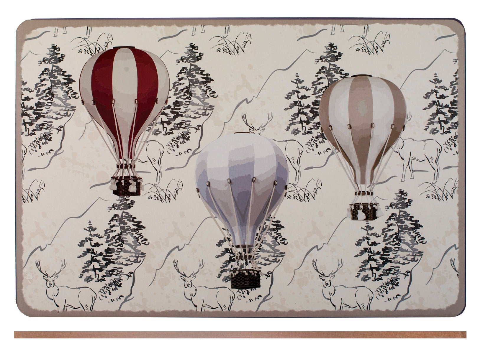 2 tovagliette in sughero decoro mongolfiere cm 43x28.