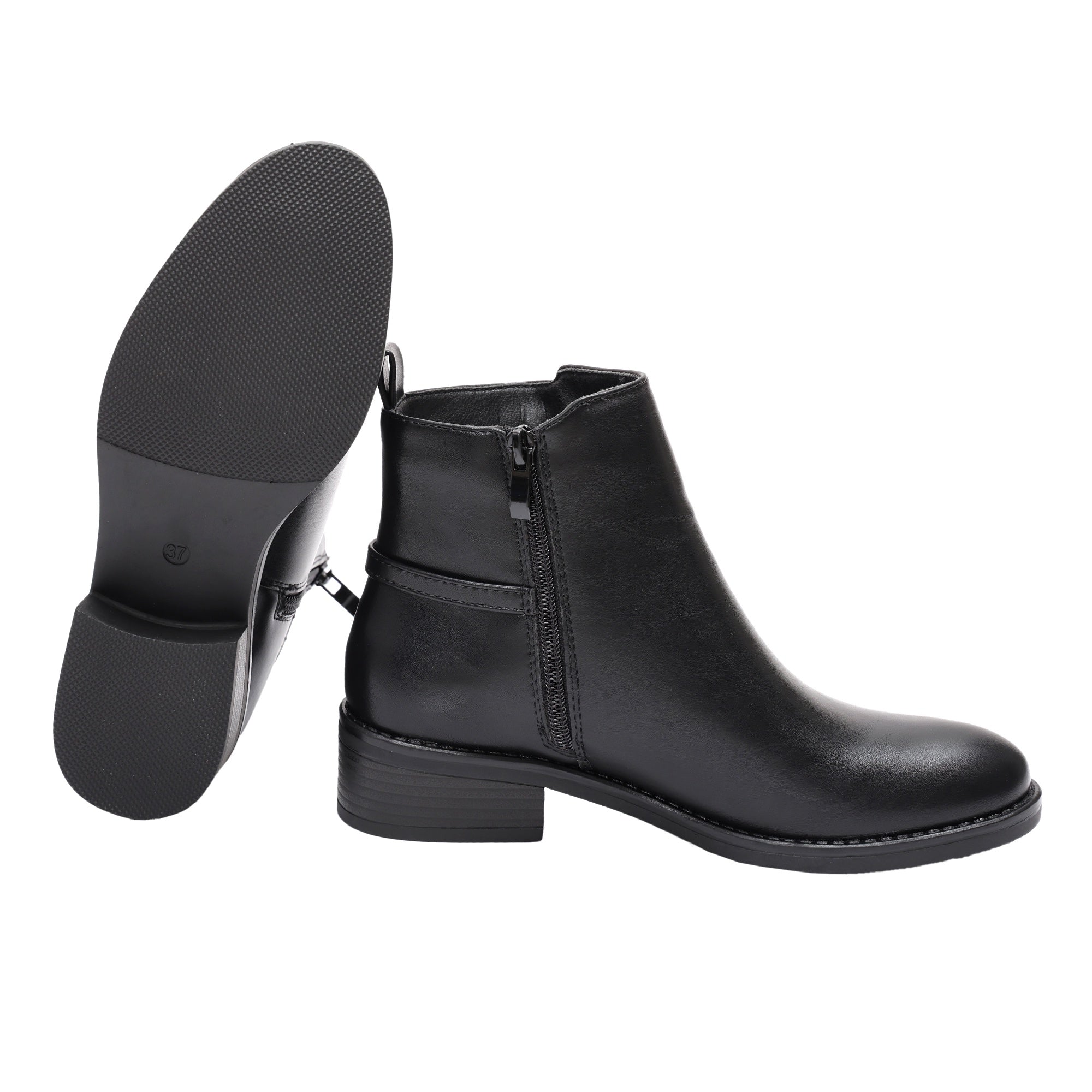 Stivaletti in simil pelle con fibbia dorata Nero