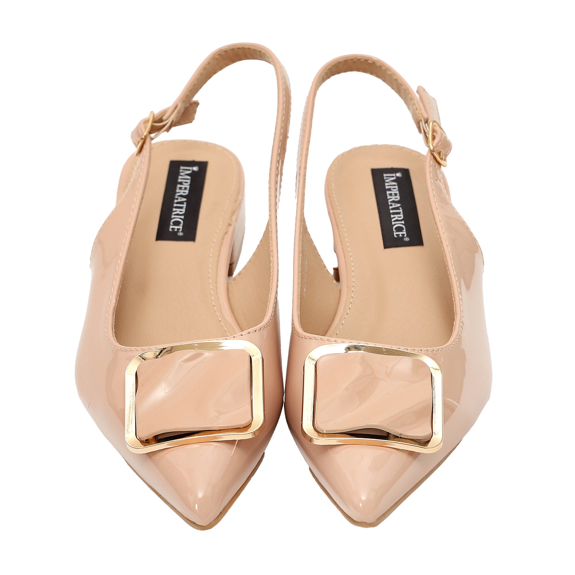 Ballerine in simil pelle verniciata con applicazione Beige