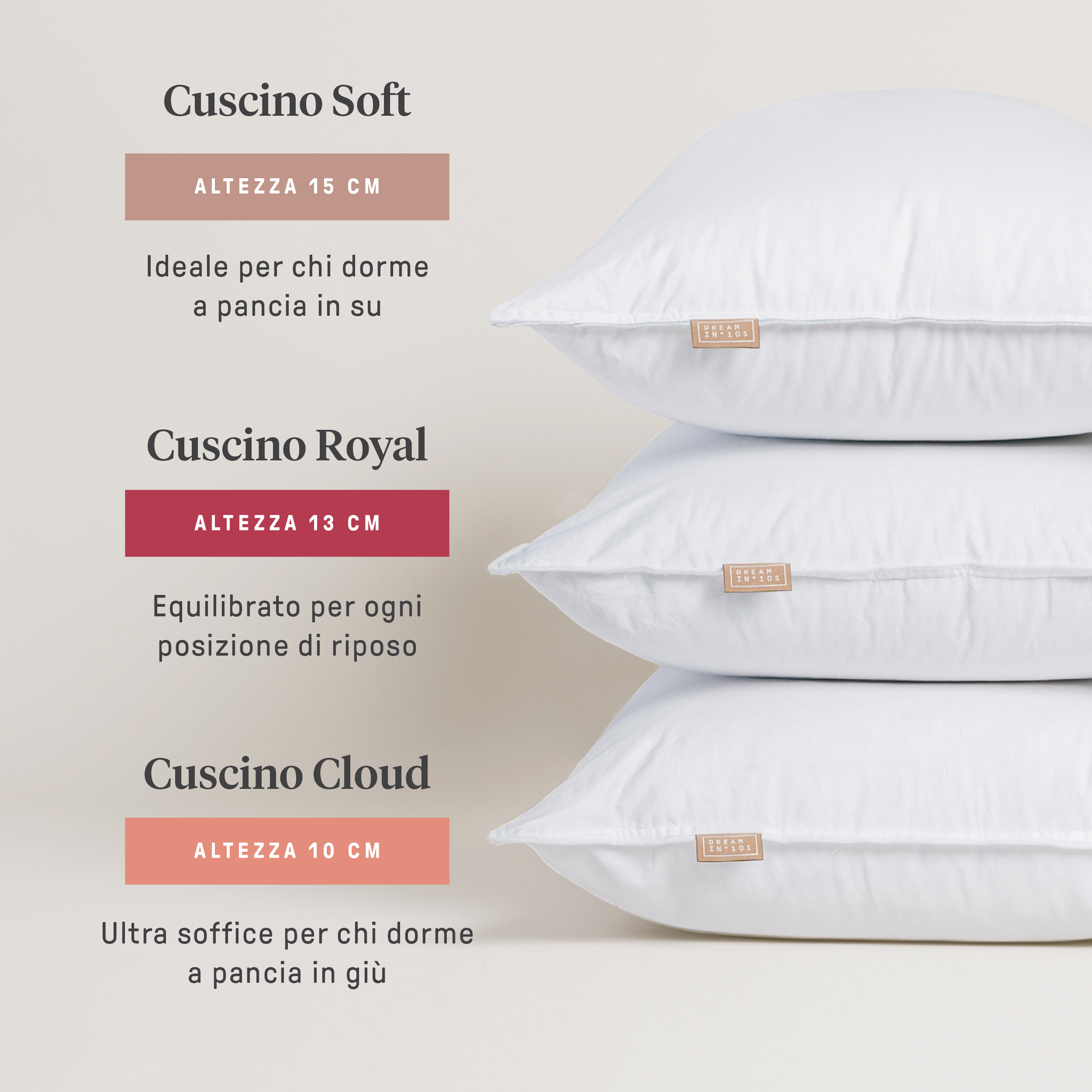 Dreamin101 Guanciale Cloud In Piumino Tessuto 100% Cotone 50X80 Cm