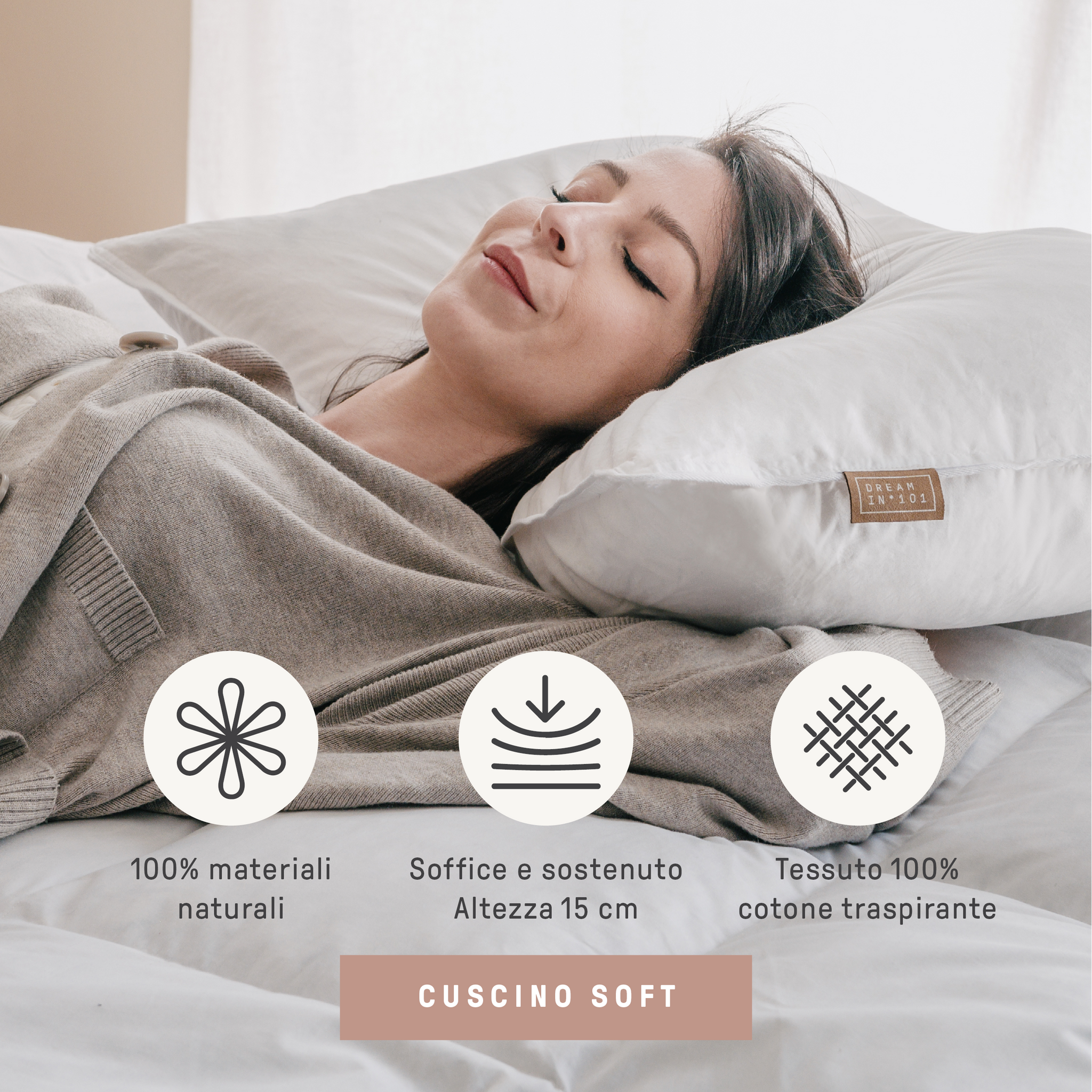 Dreamin101 Guanciale Soft In Piumette E Piumino Tessuto 100% Cotone 50X80 Cm