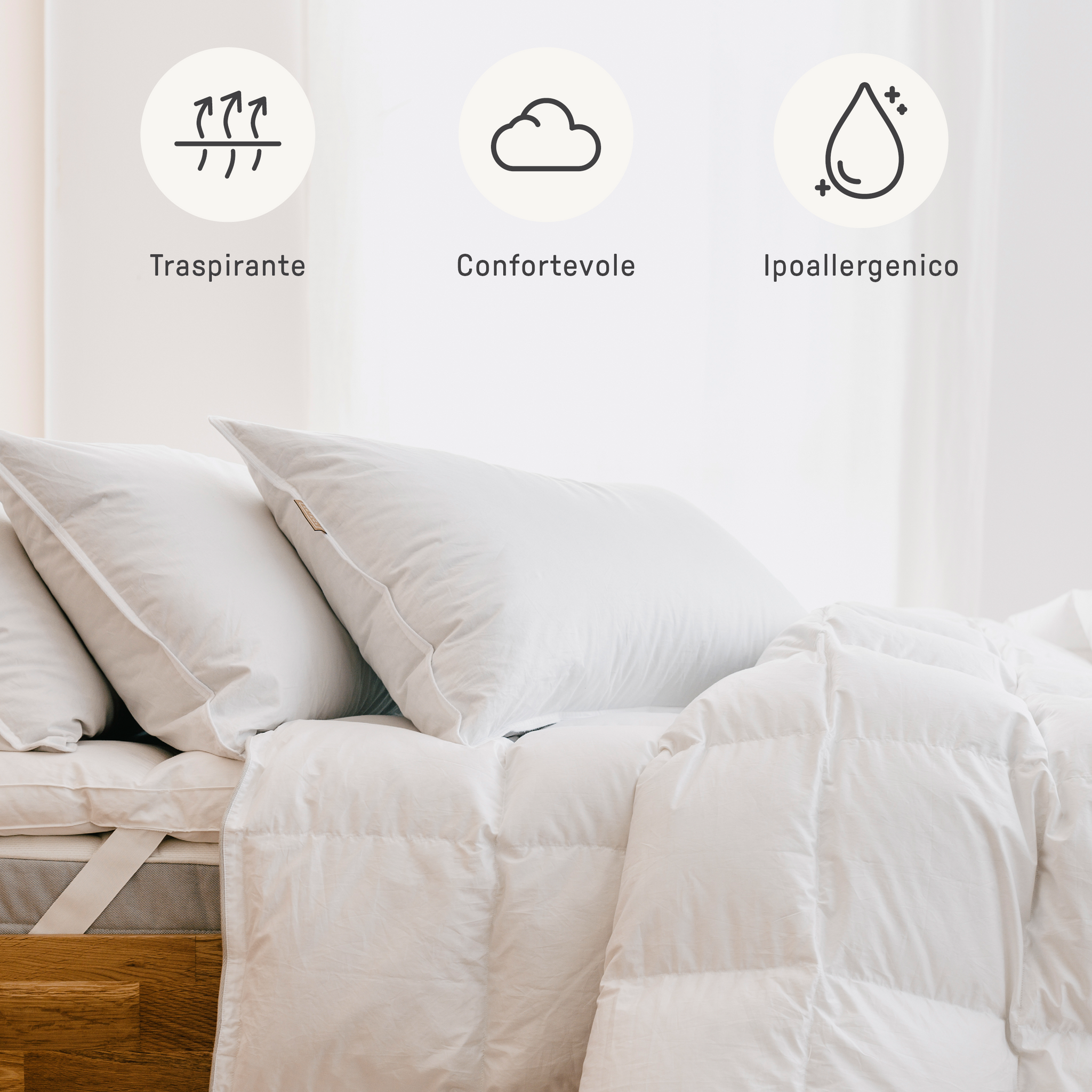 Dreamin101 Guanciale Royal In Doppia Imbottitura In Piumino E Piumette Tessuto 100% Cotone 50X80 Cm