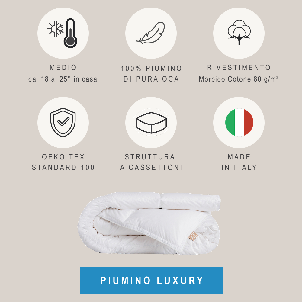 Luxury Piumone Termoregolante Mezza Stagione 100% Piumino Di Pura Oca Bianca Siberiana