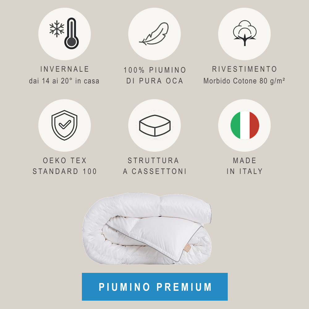 Premium Piumone Termoregolante Invernale 100% Piumino D'Oca Ungherese