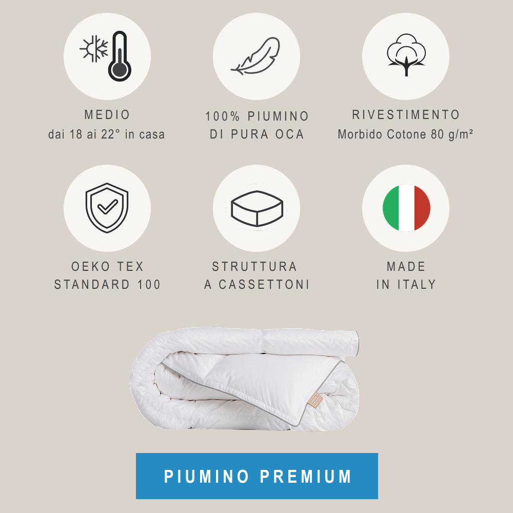 Premium Piumone Termoregolante Mezza Stagione 100% Piumino D'Oca Ungherese
