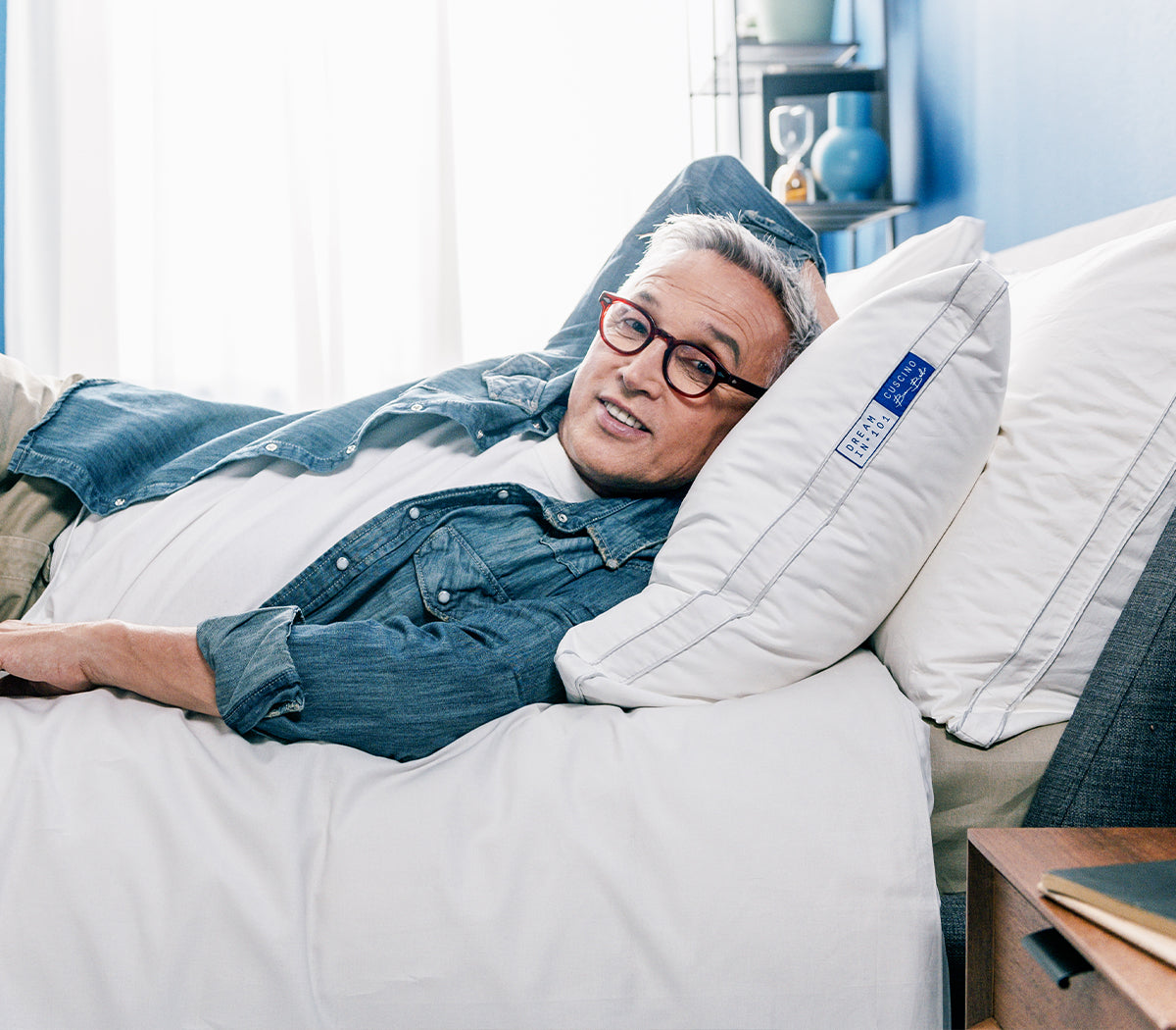 Dreamin101 Guanciale Bruno Barbieri Bilanciato In Doppia Imbottitura In Piumino E Piumette Tessuto 100% Cotone 50X80 Cm