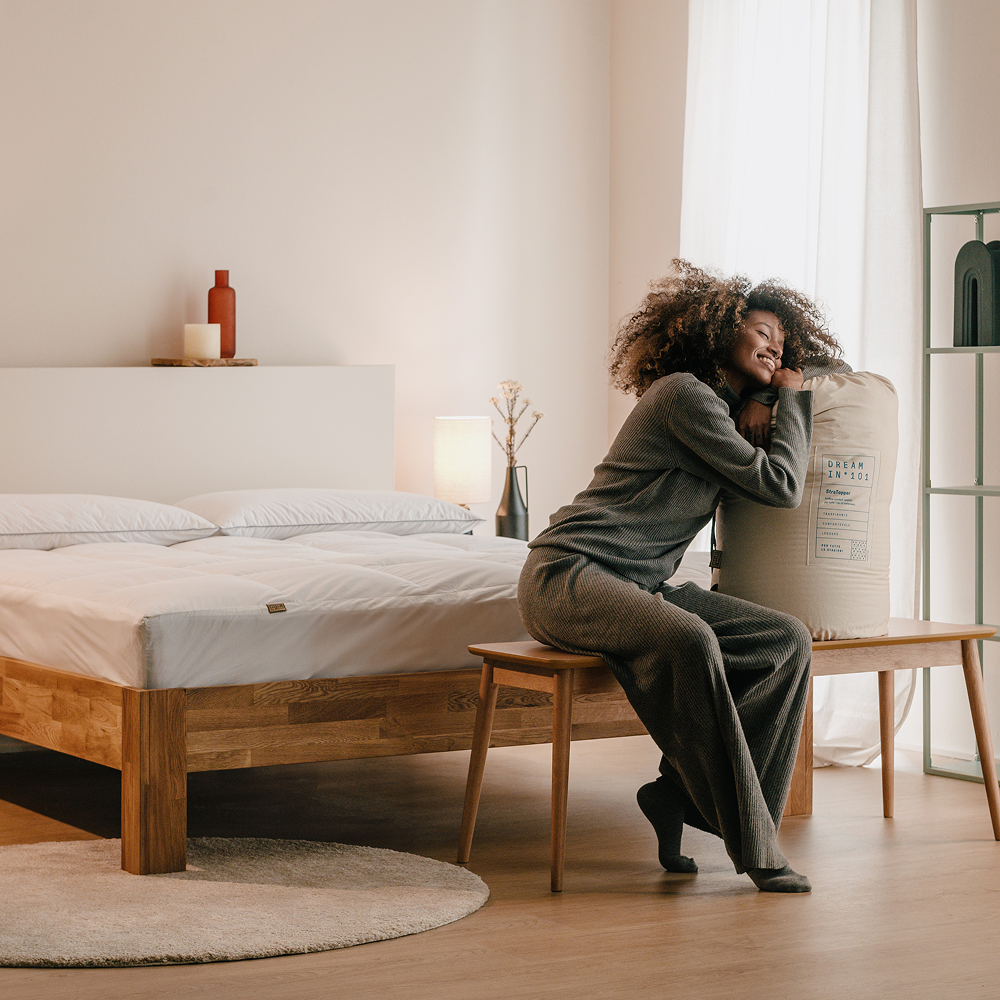 Dreamin101 Stratopper Coprimaterasso Imbottito In Piumino E Piumette Con Angoli Aderenti