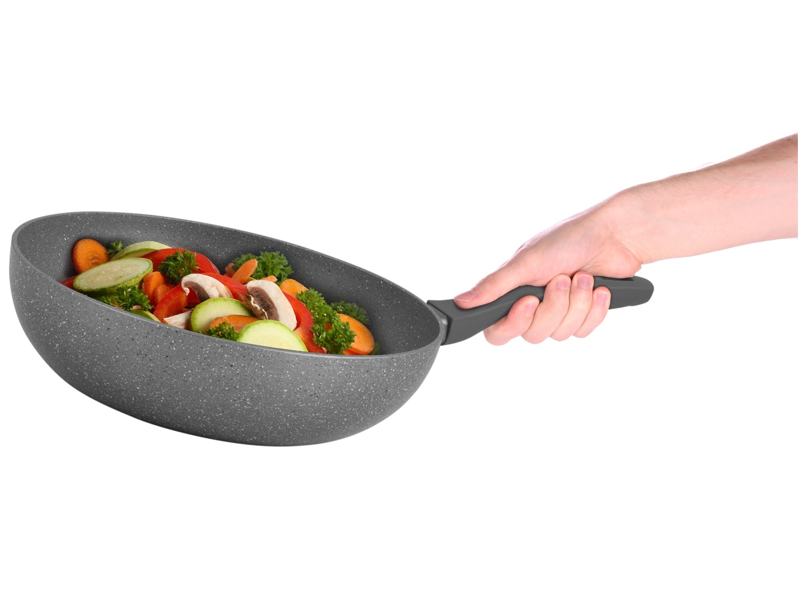 Wok Antiaderente Stone Induzione Grigio Cm28